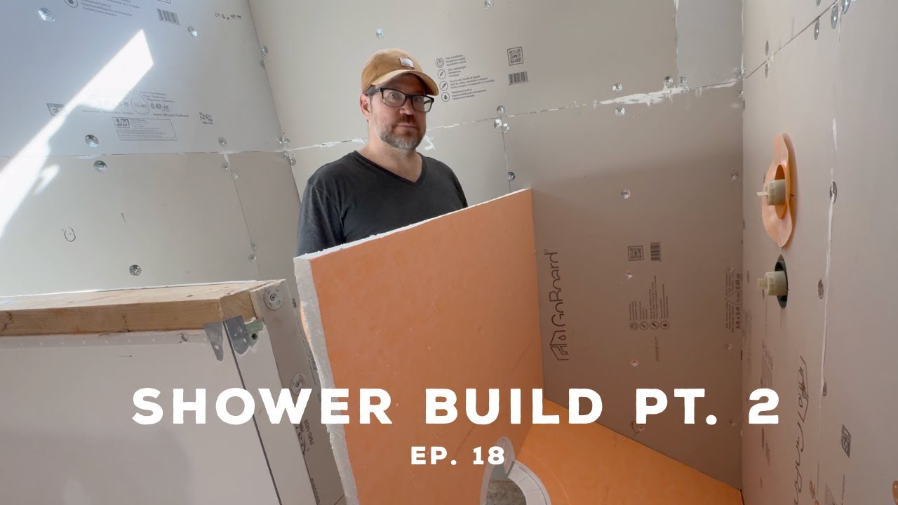 Custom Shower Build Pt 2 & Flooring Install Kerdi Schluter Ep. 17 farmhouse new construction