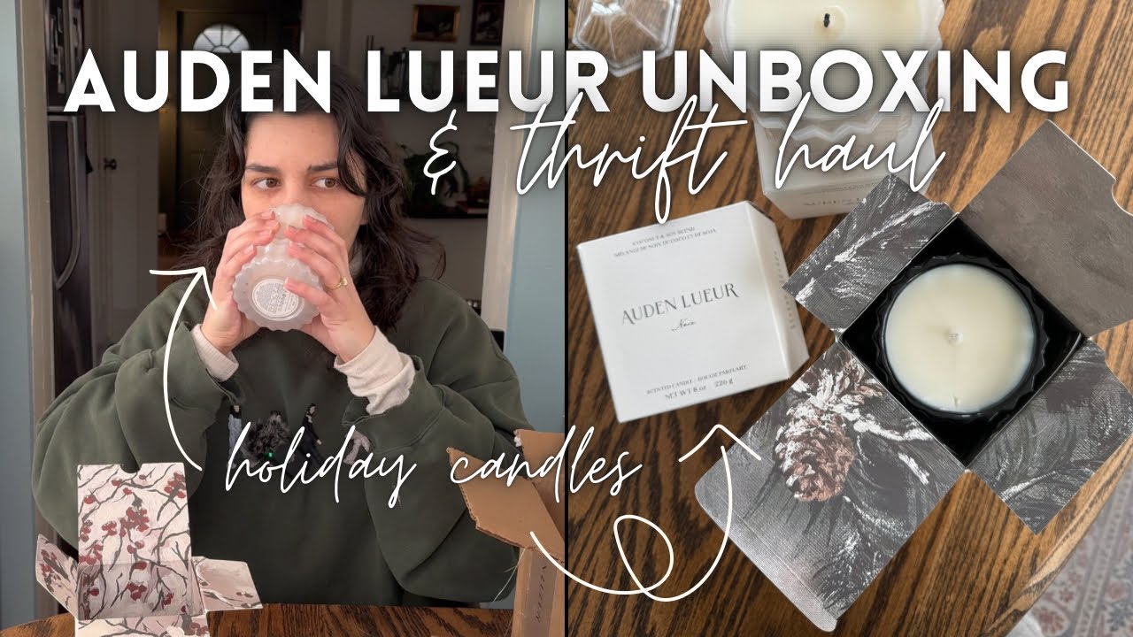 do XO MACENNA candles smell good?!🎄home updates, Auden Lueur candle unboxing, & thrift haul