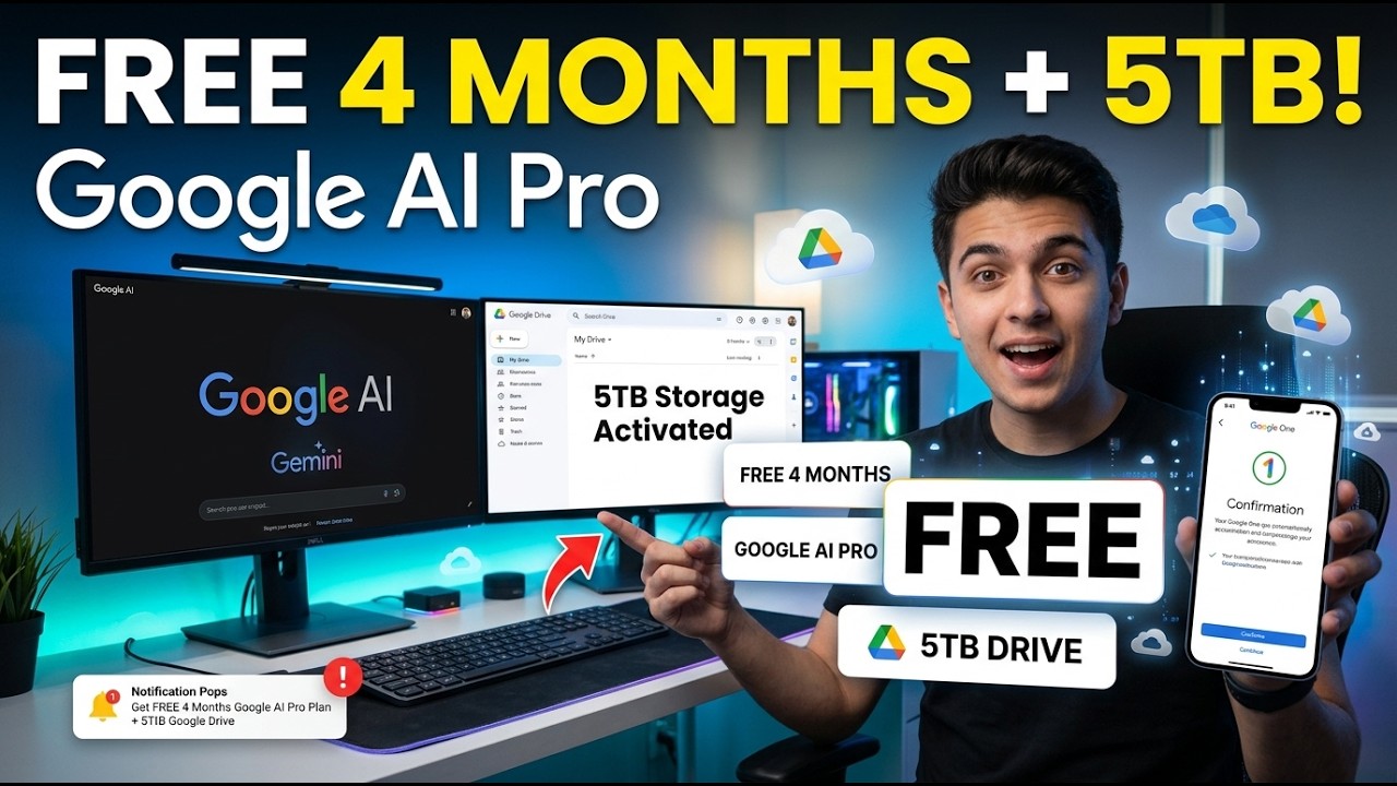 Google AI Pro + FREE 5TB Google Drive - Limited Offer! 😳