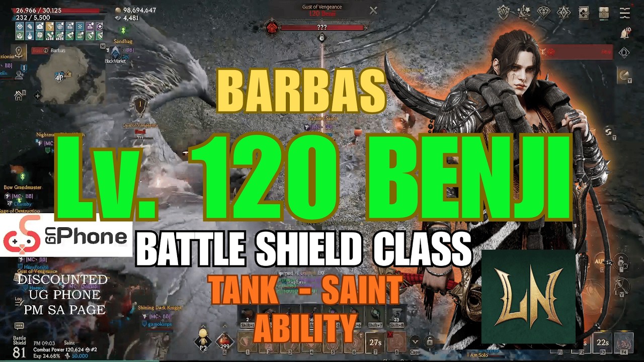Lv. 120 Benji Boss - Barbas - Battle Shield  Tank - Lordnine Infinite Class #lordnine  #mmorpg