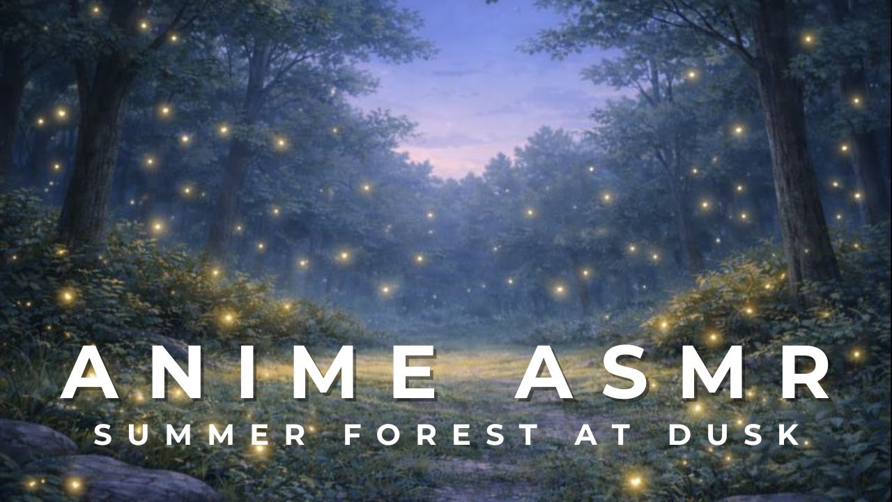Summer Forest at Dusk 🌿 Anime ASMR Sleep Sounds | Fireflies, Breeze & Night Ambience (No Words)