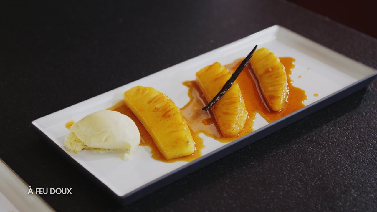 Ananas rôti au caramel