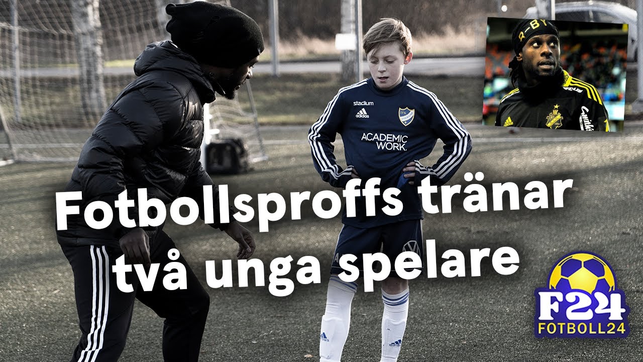 Specialträning: Fotbollsproffset Martin Mutumba tränar två unga spelare
