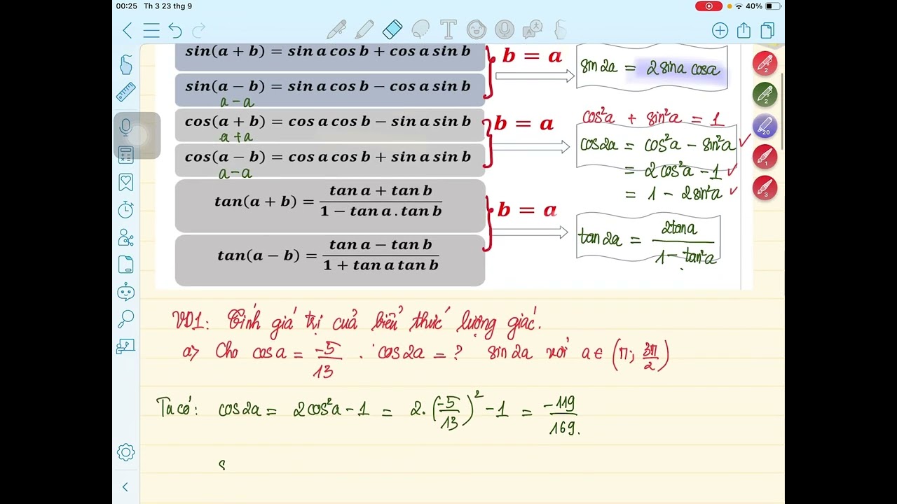 Toán 11. Công thức lượng giác (p1)