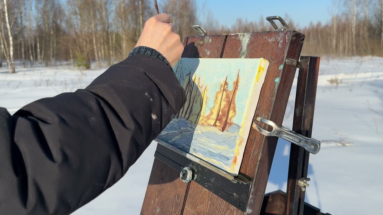 Мой первый день весны на пленэре | Пишу этюд в лесу