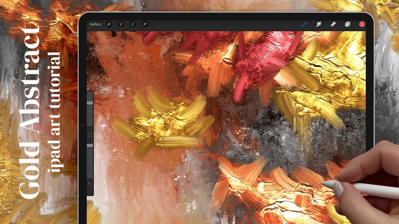 Gold Abstract Impressionist Painting in Procreate | Digital Modern Art | Procreate iPad Tutorial