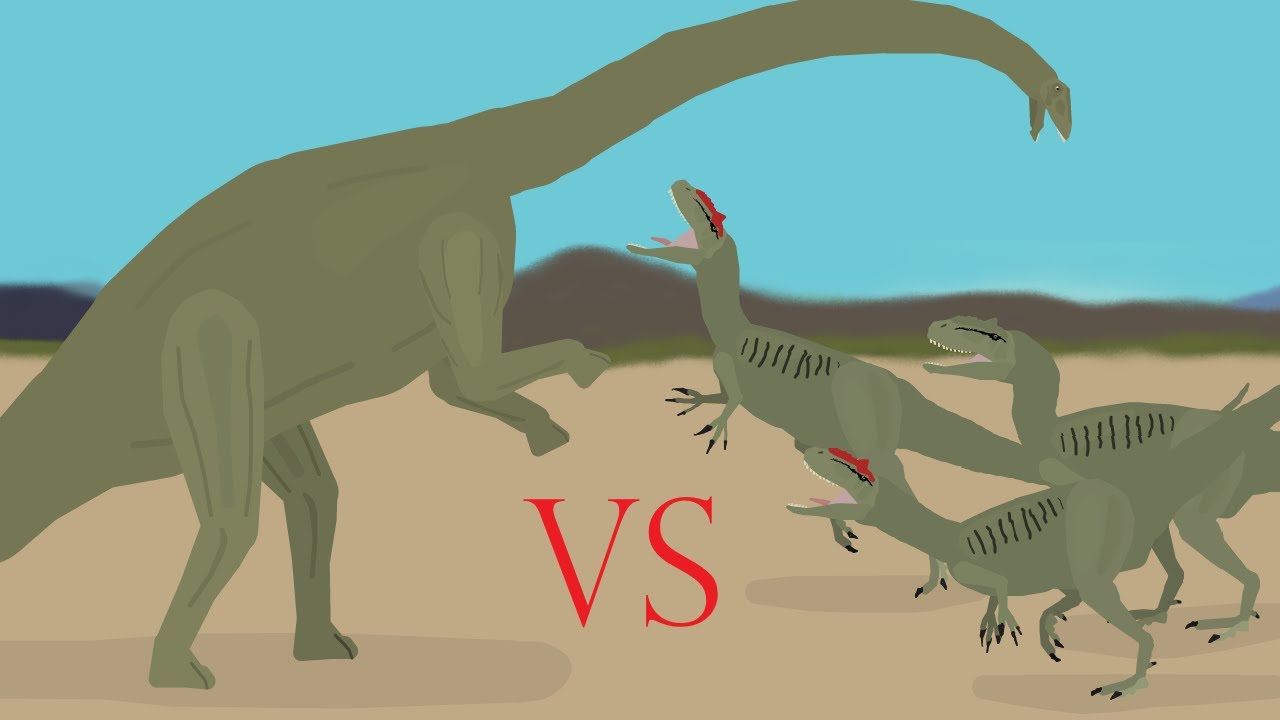 Allosaurus Pack vs Juvenile Diplodocus-Pivot Animation