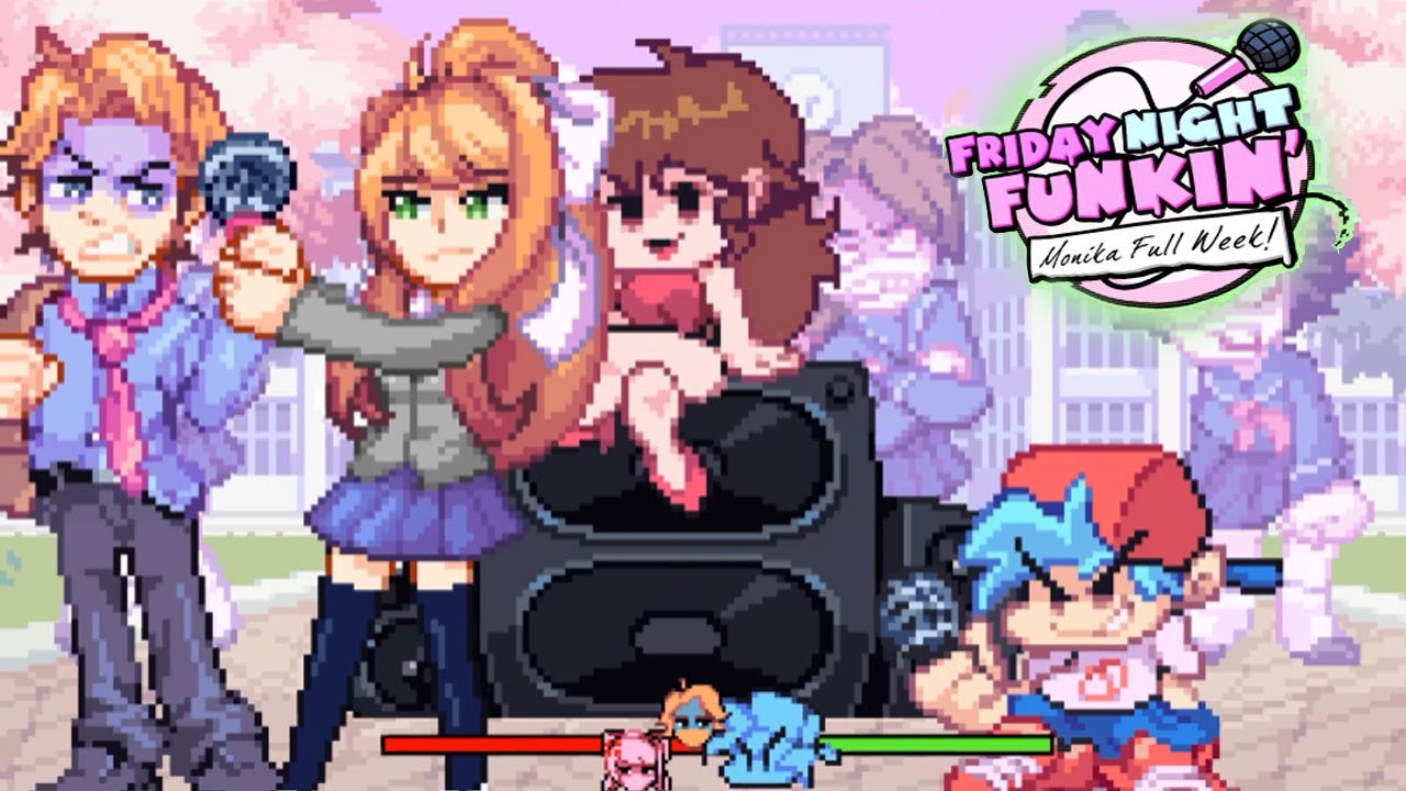 Friday Night Funkin': Monika (Full week) (Hard) Fandub Latino