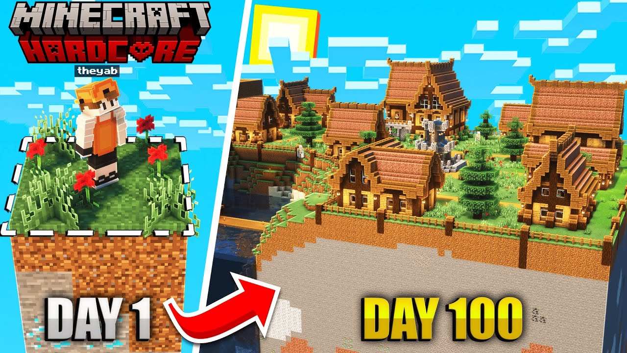 عشت 100 يوم في ماين كرافت هاردكور على تشنك واحد بس !🔥🏝️
