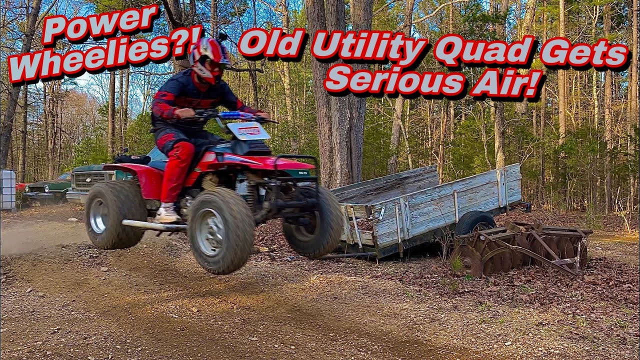&lsquo;85 Honda TRX250 SPORT QUAD CONVERSION GOES AIRBORNE! | Utility Quad SENDS off Jump & Power Wheelies