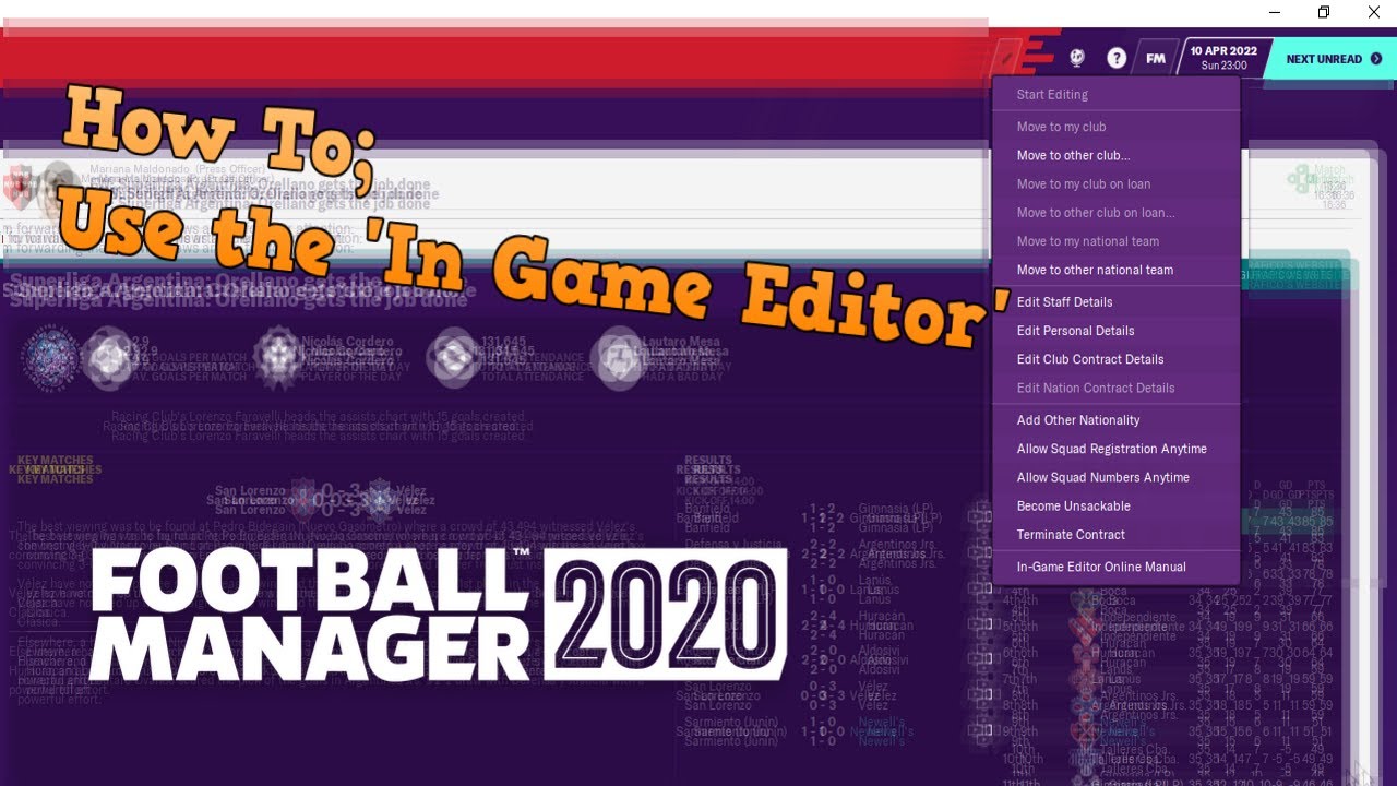 FM20 &laquo;Как сделать&raquo; | Использование игрового редактора