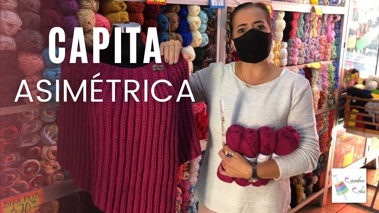Capita Asimétrica tejida con gancho 💜| Estambres Erika