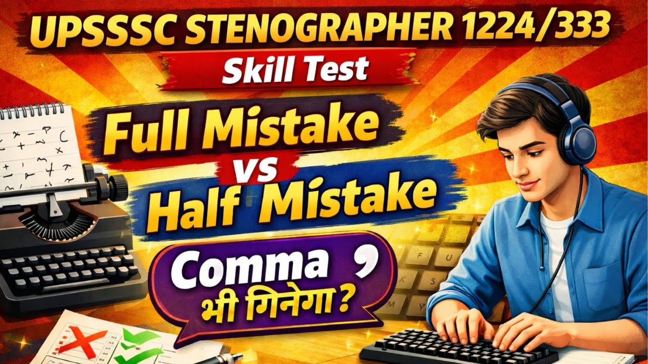 UPSSSC Stenographer Skill Test 1224/333 | Full Mistake vs Half Mistake | Comma भी गिनेगा?