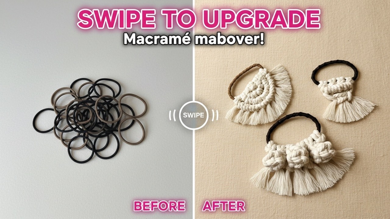 Easy Macramé Hair Tie Makeover ✨ Handmade Boho Look (Beginner-Friendly)