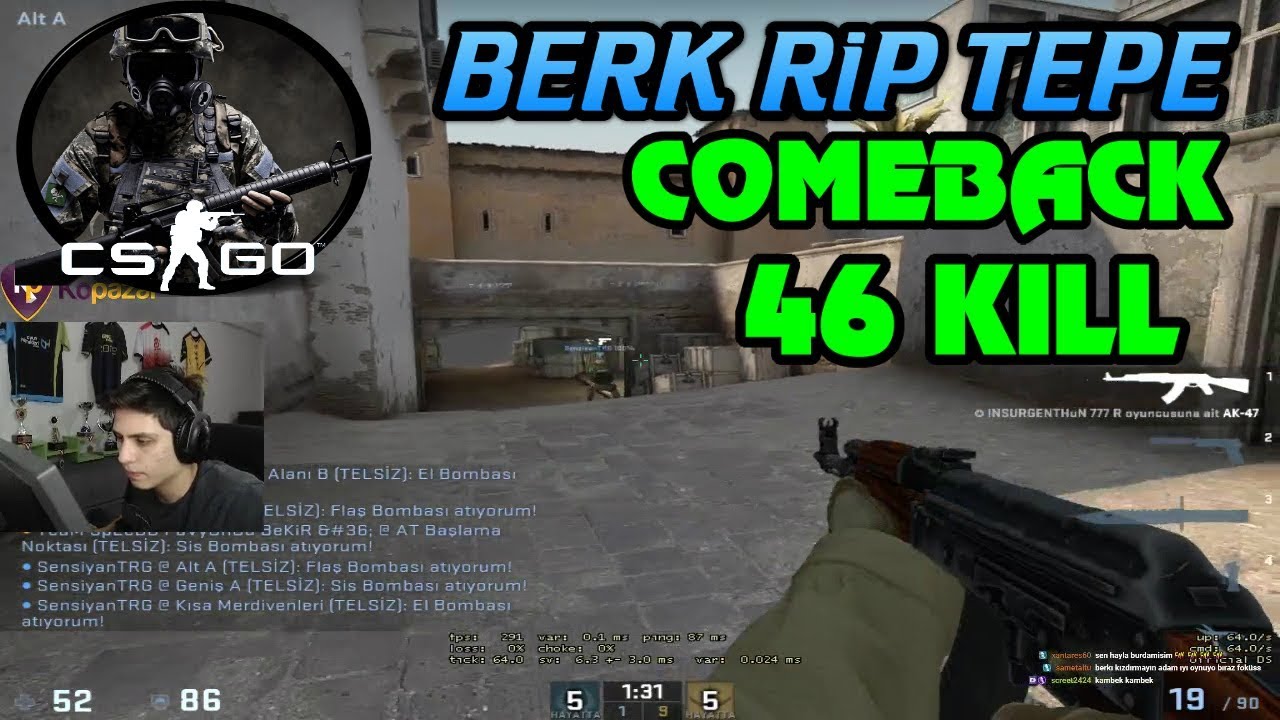9-0 DAN COMEBACK - BERK RİP TEPE CS GO REKABET&Ccedil;İ 46 KİLL (21.01.2018)