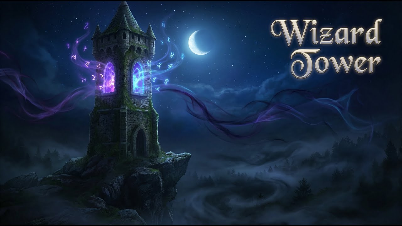 Wizard Tower at Night | Dark Fantasy Ambience for Writing & RPG (1 Hour)