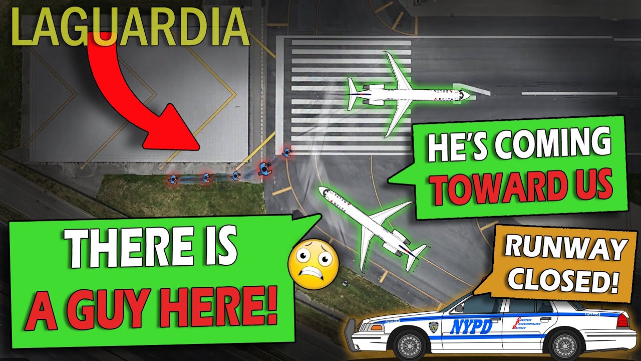 Person WALKING ON LAGUARDIA RUNWAY | Numerous Flights Affected