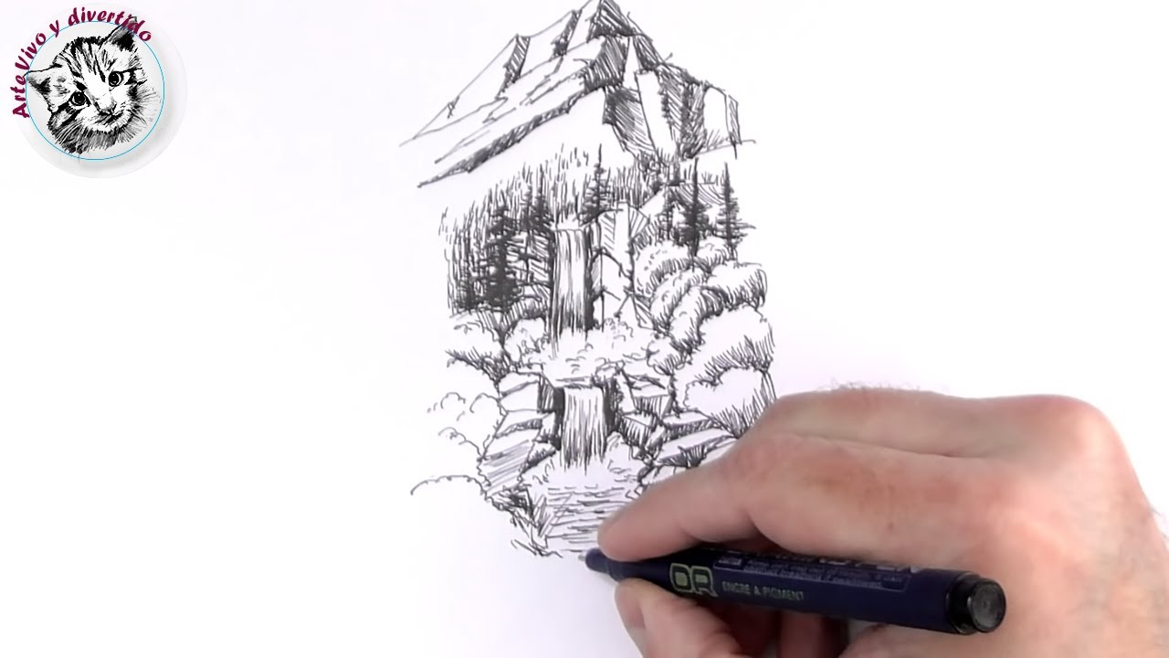 APRENDE Como Pintar un Paisaje con ROTULADOR FINO!