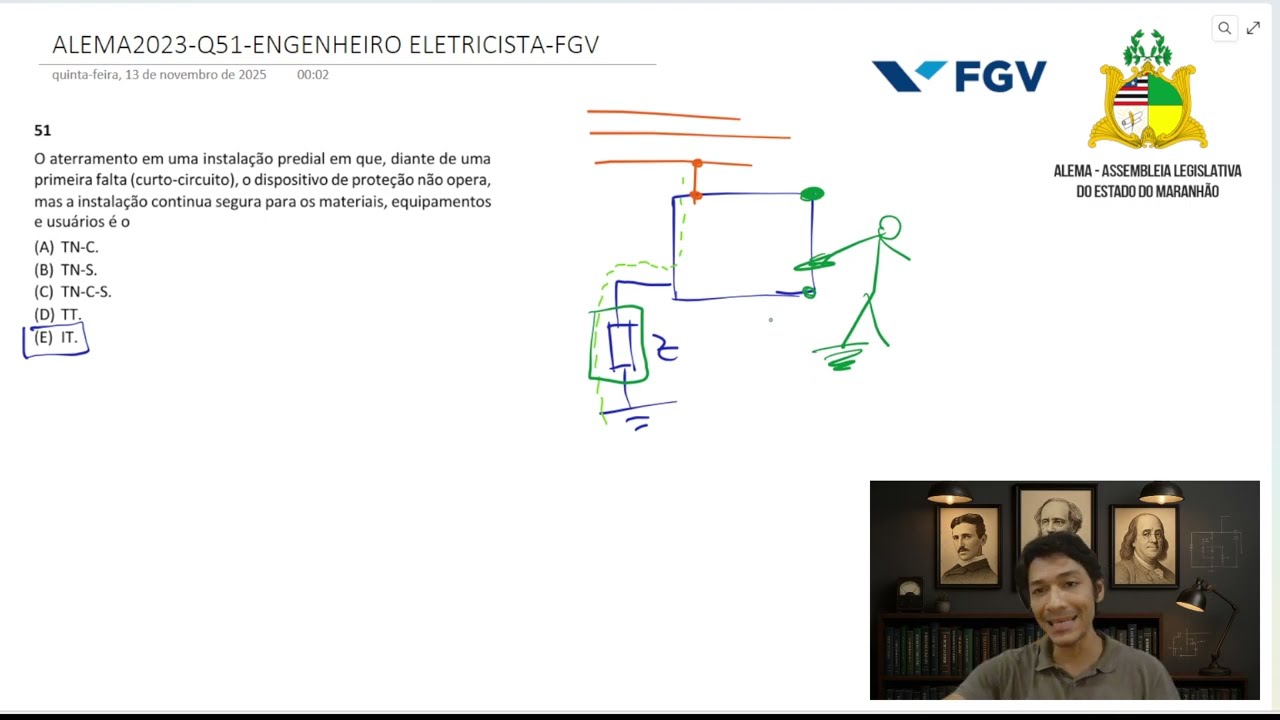 FGV - Engenharia Elétrica - Questão 51 - ALEMA2023 - Instalações Elétricas em Baixa Tensão