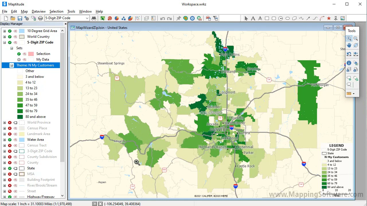 Maptitude 2021: Spatial joins, mapping your data, map data
