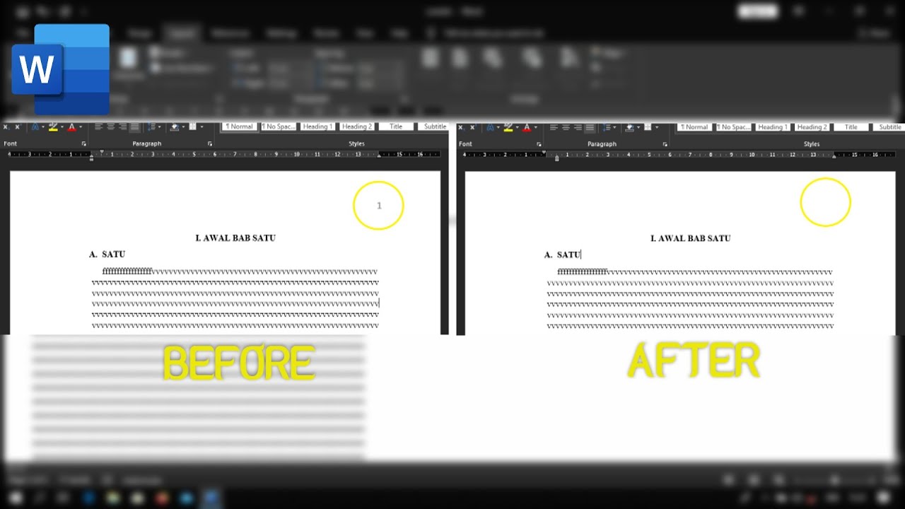 cara menghilangkan nomor halaman di setiap awal bab (OFFICE WORD 2019)