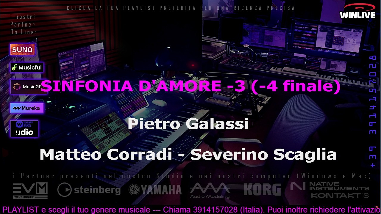 1496 Sinfonia d'amore KARAOKE (Cumbia Pop -3 -4 semitoni) cori Ketron EVM (4 versioni in descriz.)