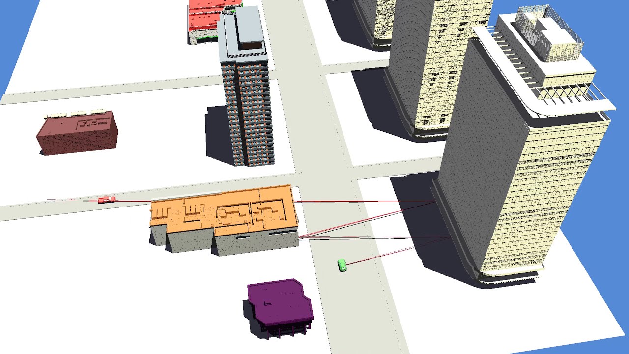 Visualization of a VANET simulation. Viray