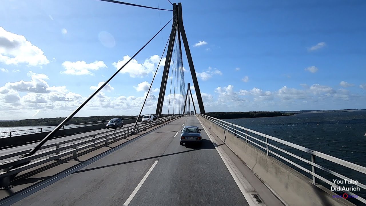 Fahrt über die Farø Brücken Farø Bogø Dæmning Dänemark Storstrømmen Sjælland Falster Kalvestrøm Фарё