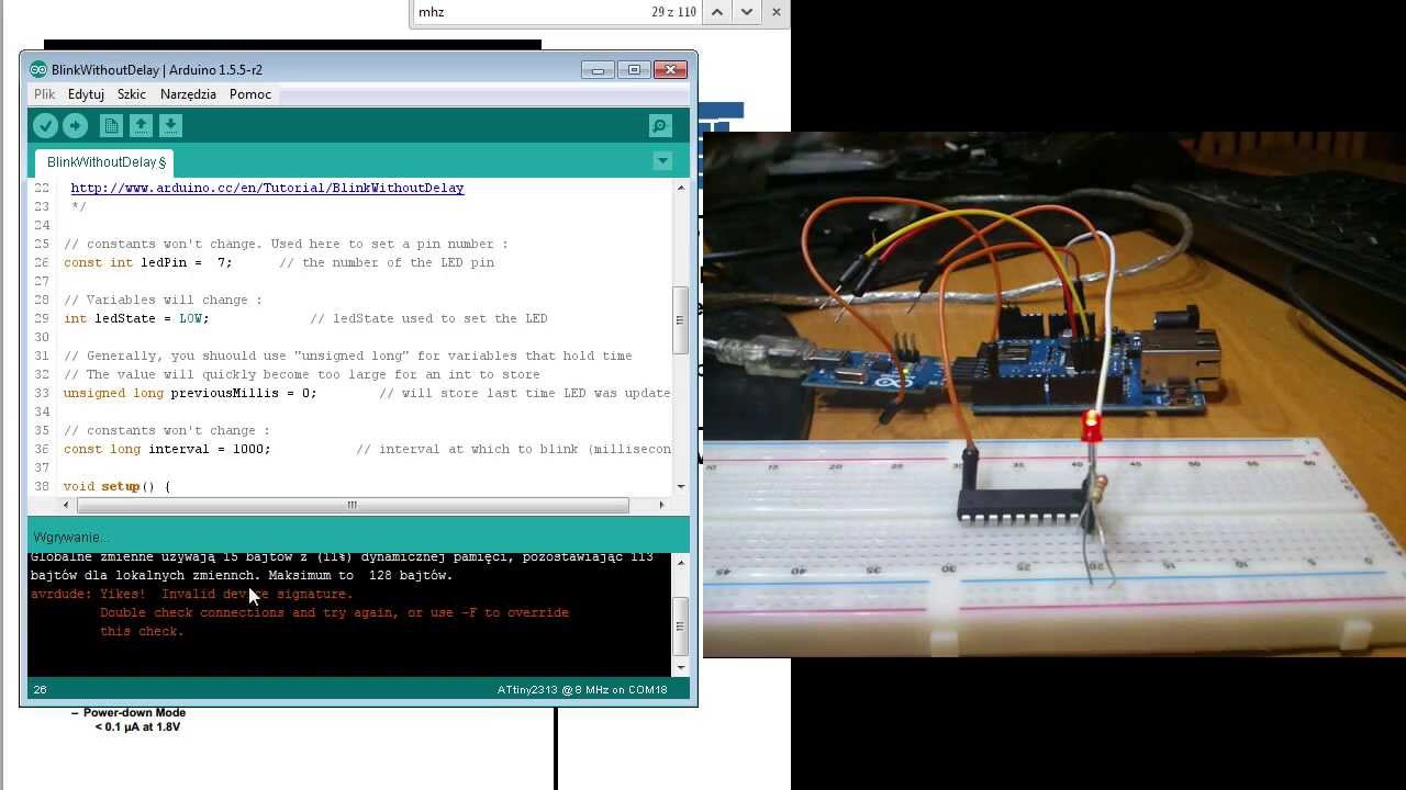 Programowanie układu attiny/atmega przy pomocy zestawu Arduino