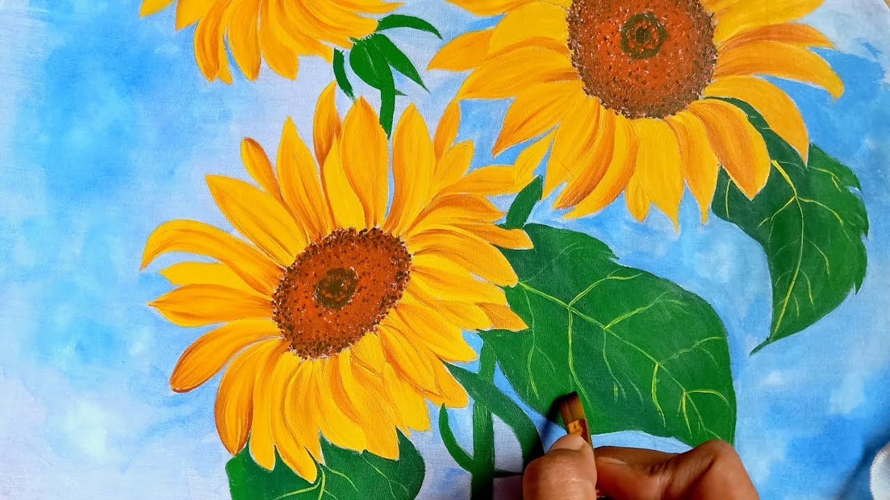 sunflower painting on fabric 