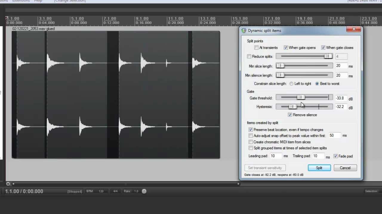 Dynamic Split or Remove Silence: 5 Minutes in Reaper