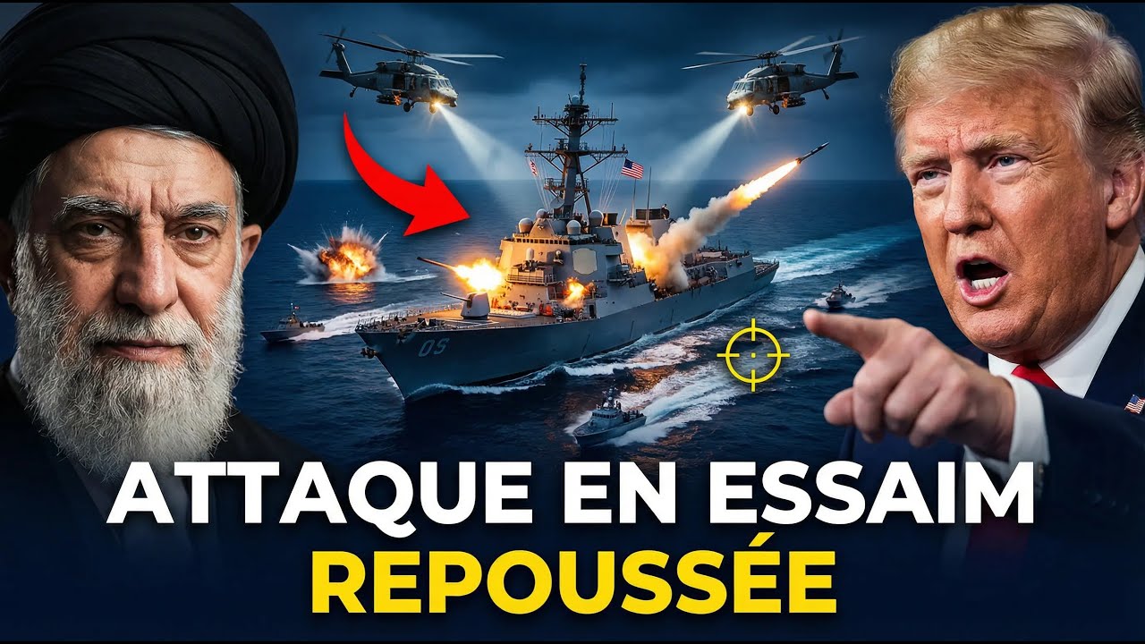 Plus de 100 vedettes iraniennes encerclent un destroyer américain — le capitaine ordonne le TIR RÉEL