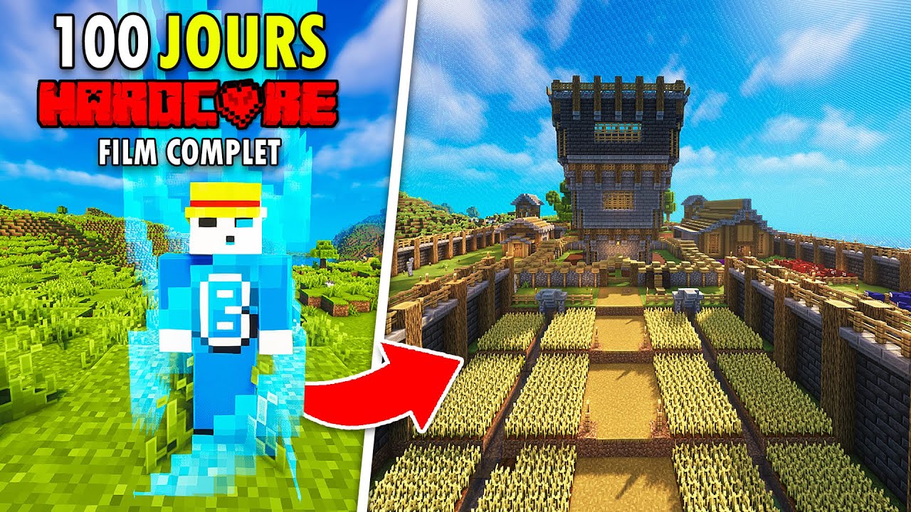 J'ai surv&eacute;cu 100 jours dans une BORDURE 1x1 EN EXPANSION sur Minecraft Hardcore !