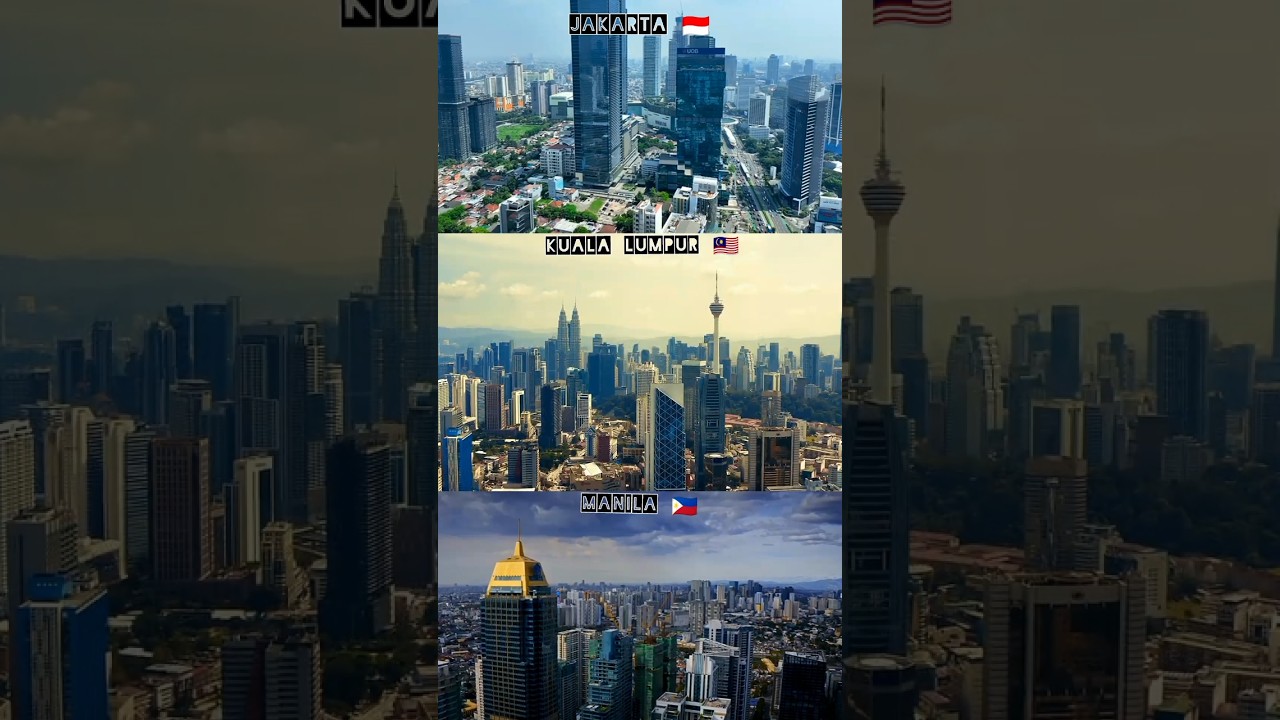 jakarta 🇮🇩 vs Kuala Lumpur 🇲🇾 V's Manila 🇵🇭 #asiancities #drone #skyscraper #skyview #indonesia #sky