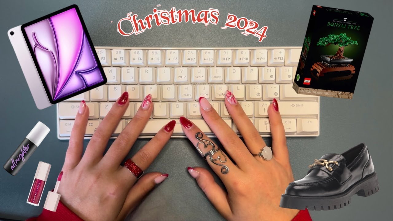 What I got for Christmas 2024 | ASMR | whispering, keyboard sounds, tapping, lip gloss sounds