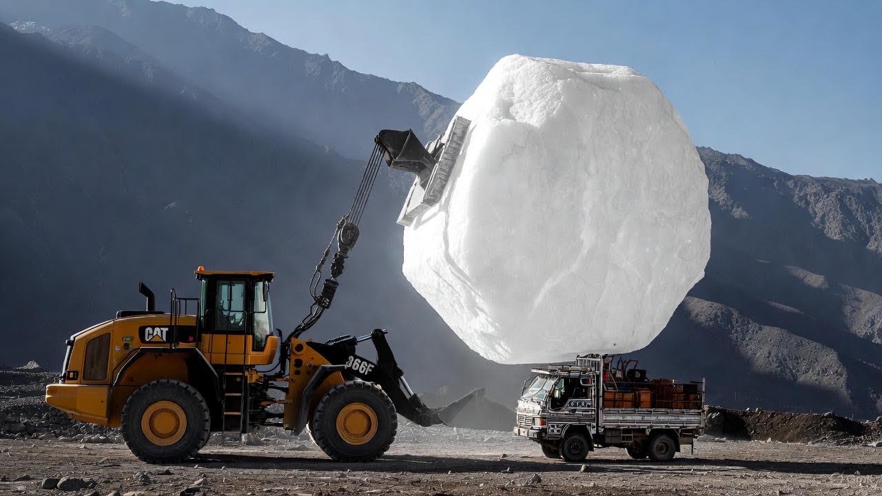 Incredible Marble Loading at Mountain Quarry | Wheel Loaders & Heavy Equipment