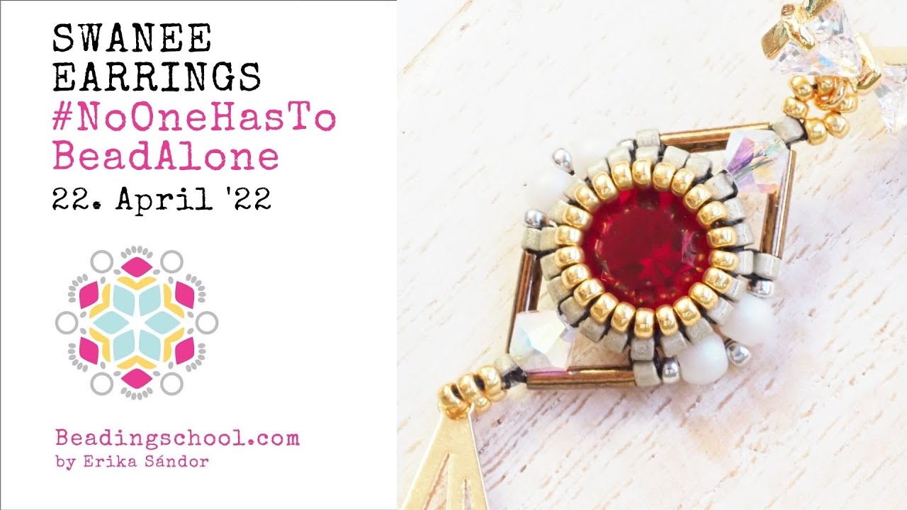 BEADINGSCHOOL by Erika: SWANEE earrings - DIY beading tutorial #NoOneHasToBeadAlone