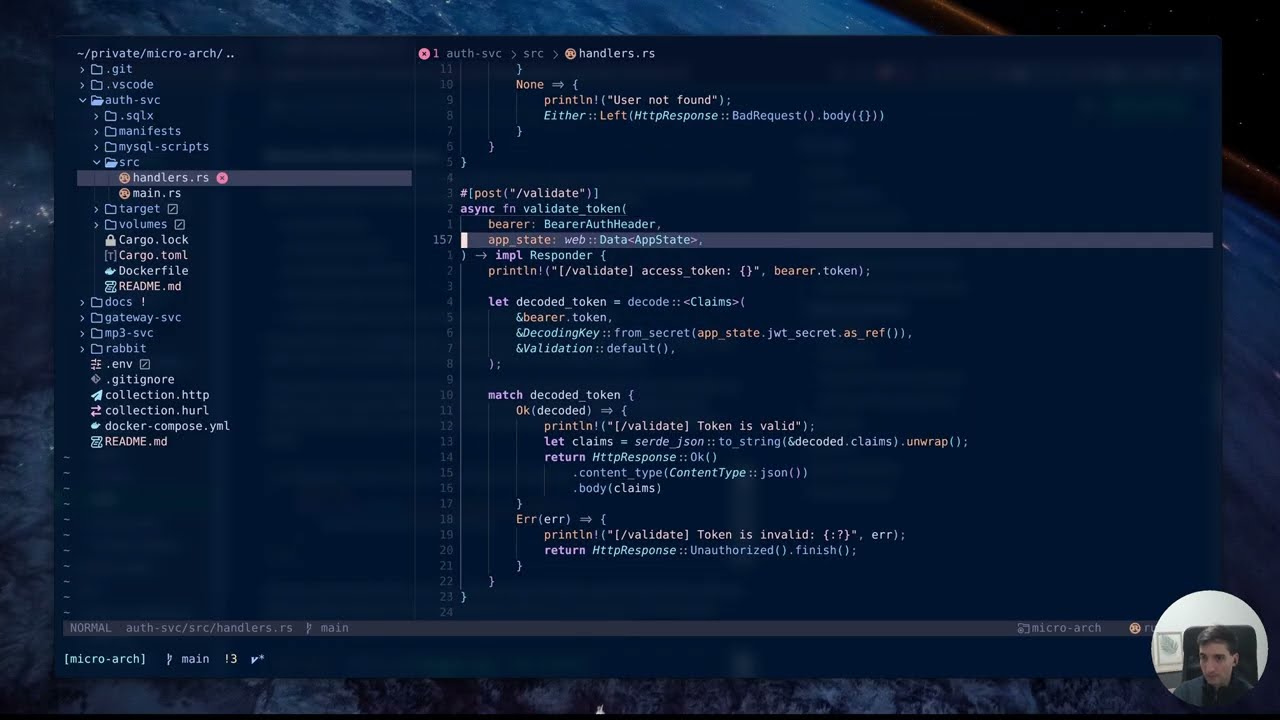 Microservices system design in multiple languages with neovim
