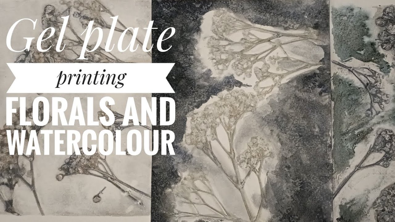 Gel Plate Printing with flowers and watercolour finish #gelplate #gelpress #gelliplate #gelliprint 