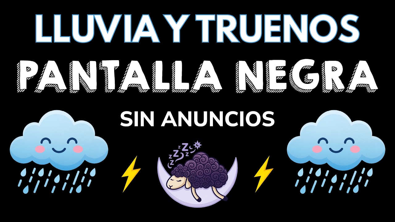 Escuche el Sonidos de Fuertes Lluvia y Truenos en el Techo por la Noche ☔ Pantalla Negra para Dormir