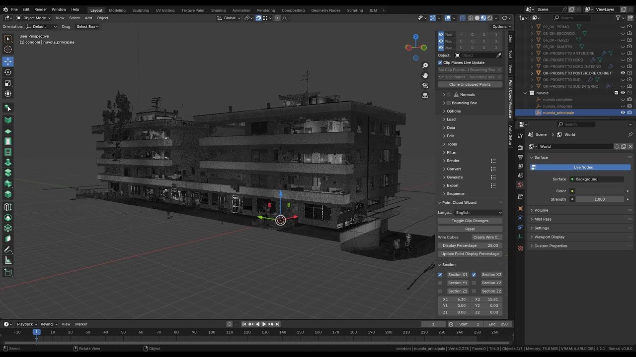 Nuvole di punti in Blender 4.2 PCV + PCW