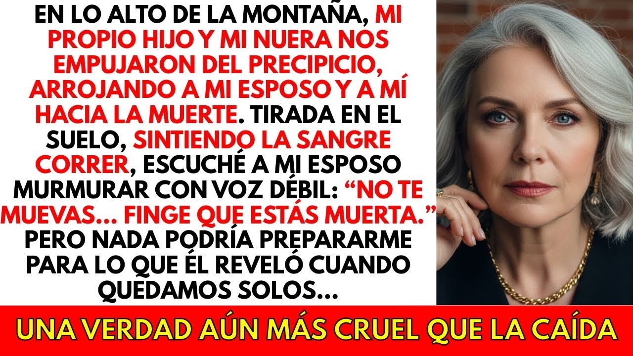 Nuestro propio hijo nos empujó del acantilado. Mi esposo susurró- '¡Finge estar muerta!'