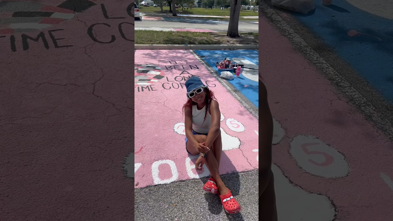 We painted my daughter&rsquo;s Senior parking spot 😍💕