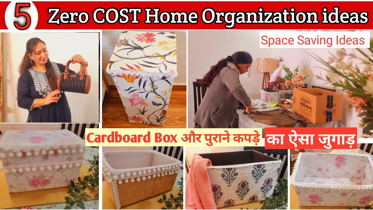 Zero Cost 5 Useful Organizers from Empty Cardboard Boxes, बहुत कम के DIY Organizers