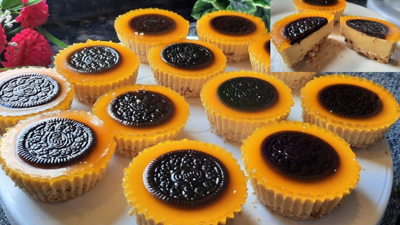 حلى دوار الشمس🌻 ميني تشيز كيك بمكونات سهلة بدون فرن ✔ حلى مميز يستحق التجربة