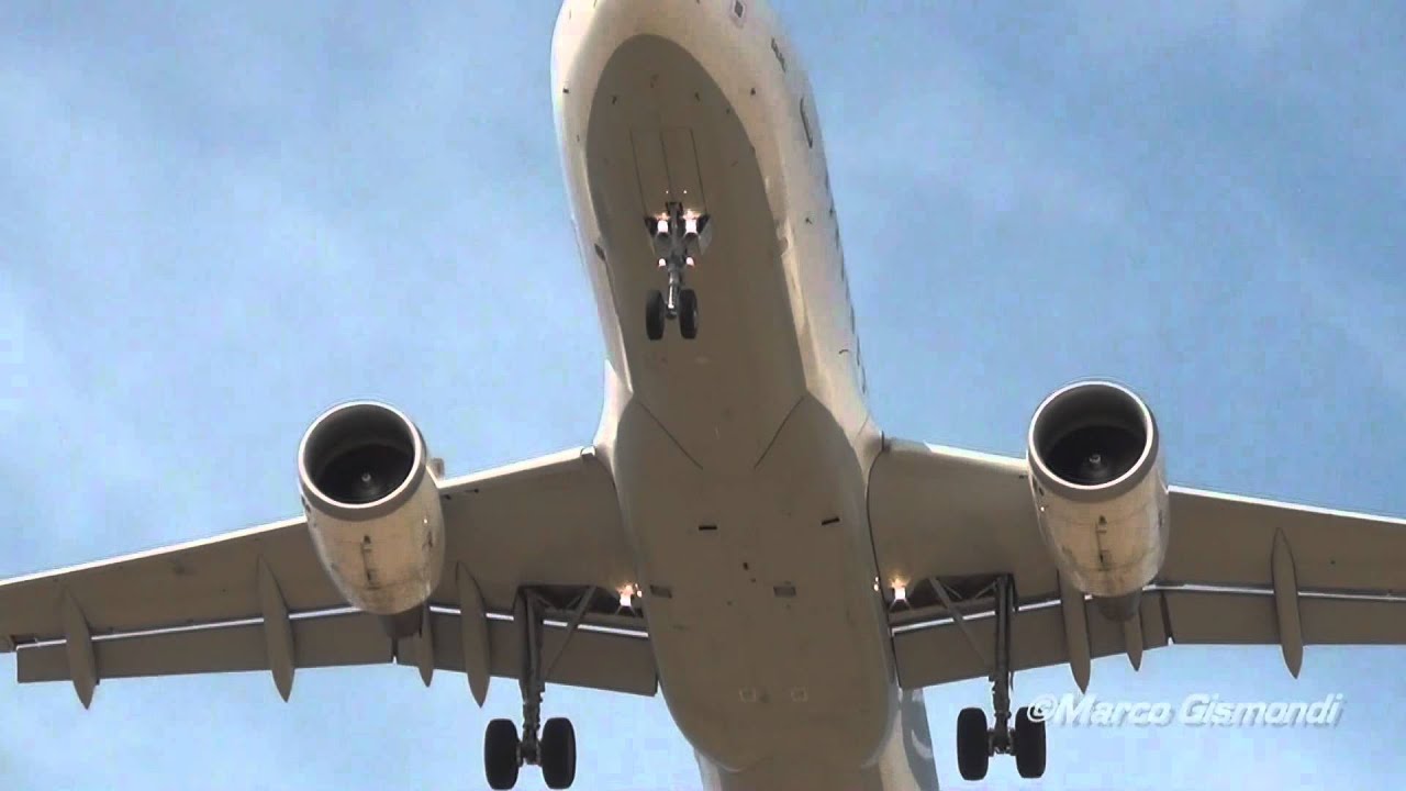 crosswind landing Turkish Airlines A320 at ROME FIUMICINO 16L / LIRF / HD