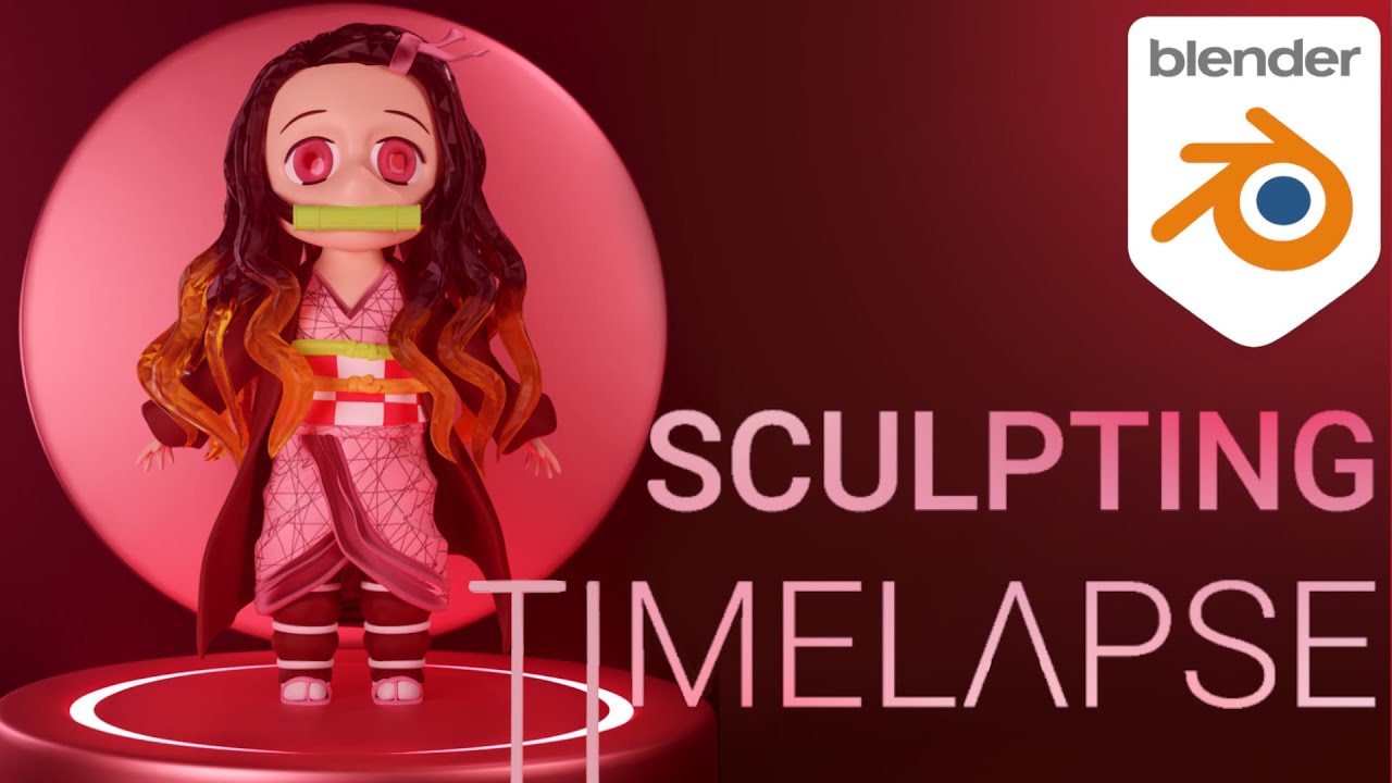 Blender 3D character creation (Timelapse) - Sculpting Nezuko Kamado (Demon Slayer)