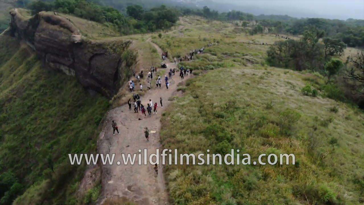 Reiek trek and escarpment walk in Mizoram: Aerial view of 1548 metre high hill with temperate forest