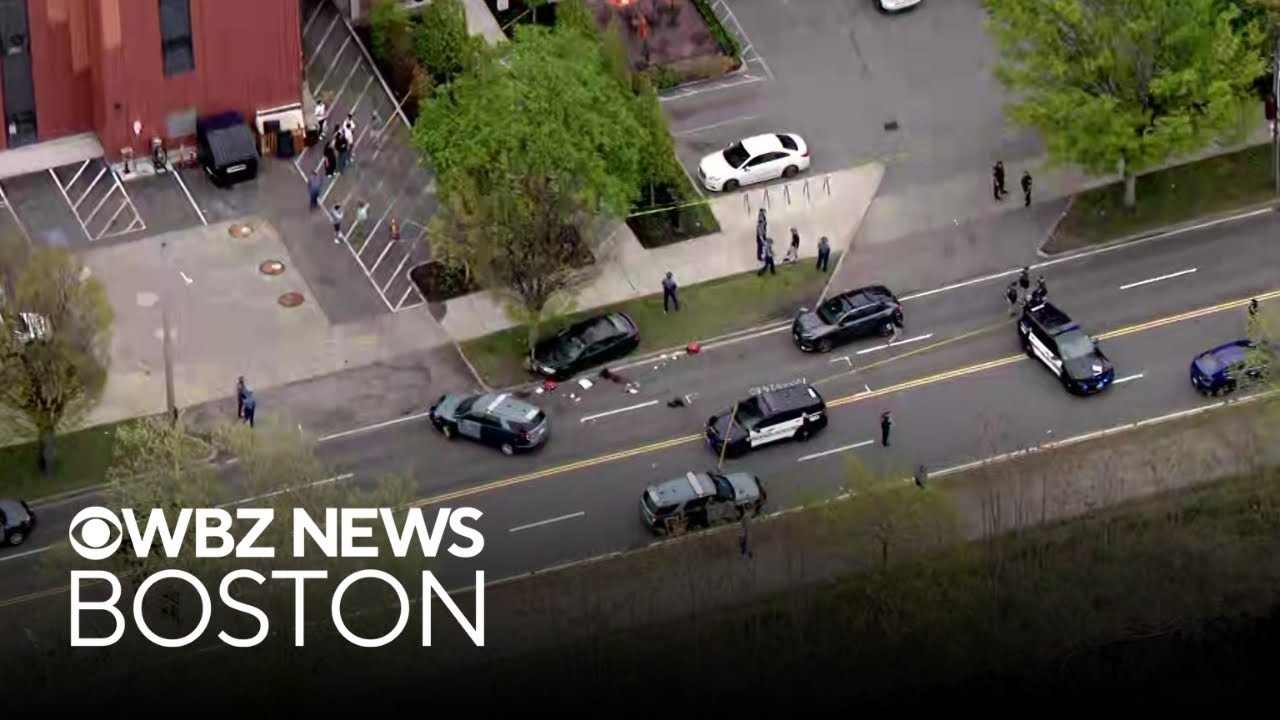 Dozens of police respond to shooting on Memorial Drive in Cambridge.