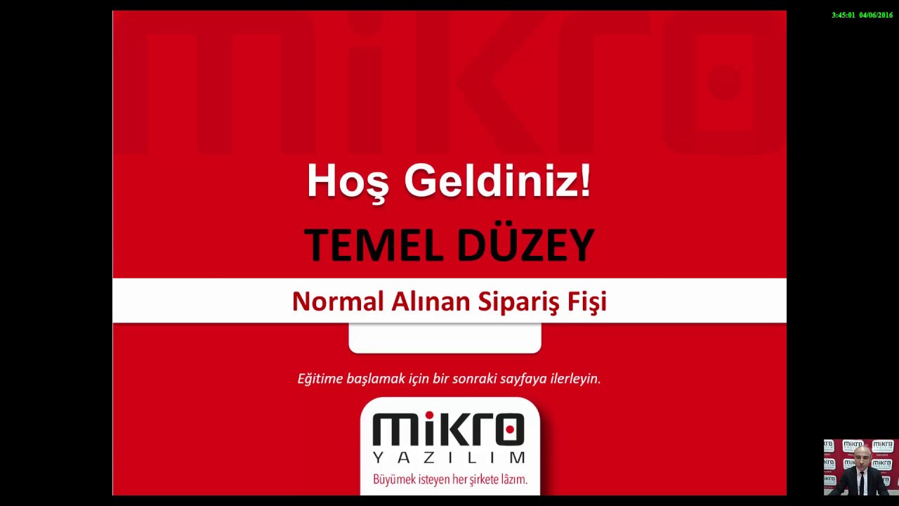 Mikro Yazılım Normal Alınan Sipariş Fişi Eğitimi